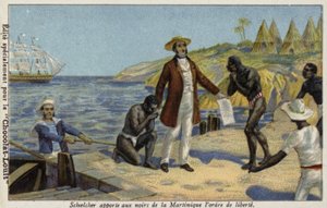Victor Schoelcher bringt den Sklaven von Martinique die Nachricht von ihrer Freiheit, ca. 1848 von French School