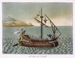 Ansicht des Corvus, eines Marinekrans, verwendet von G. Duillus, 1796