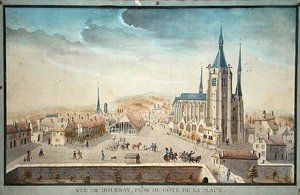 Ansicht von Dourdan von einem Gefangenen von French School
