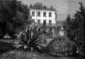 Blick auf Hauteville House (Hauteville-Haus), Residenz von Victor Hugo während seines Exils auf der Insel Guernsey. Gravur in „Die illustrierte Welt“ Nr. 1249 vom 5. März von French School