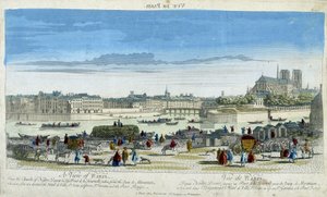 Ansicht von Paris und Notre-Dame, von den Docks der Île Saint-Louis aus