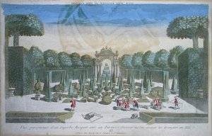 Ansicht eines Hains und eines Parterres, wo die Orangenbäume im Sommer stehen, Mitte des 18. Jahrhunderts von French School