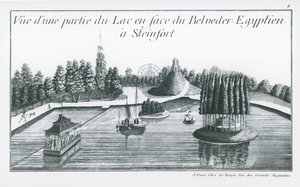Ansicht eines Teils des Sees vor dem ägyptischen Belvedere in Steinfort, aus 