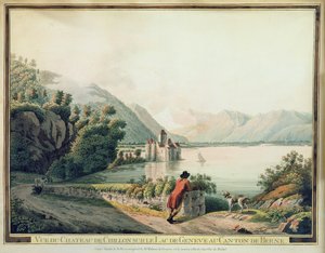 Ansicht des Château de Chillon, Genfersee von French School