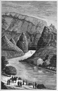 Ansicht der Fontaine du Vaucluse im Departement Vaucluse, Region Provence-Alpes-Côte d