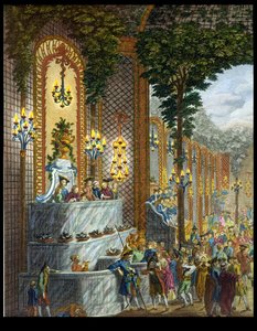 Ansicht des Innenraums in einem der Räume des Place de Louis le Grand, Ansicht des Eingangs zum Salon (Detail) von French School