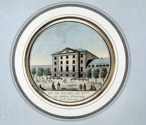 Ansicht des Jeu de Paume von Monsignore dem Grafen von Artois - Lithographie