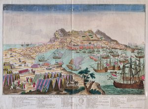 Ansicht des Felsens und der Stadt Gibraltar während der Belagerung von 1779