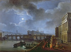 Blick auf die Seine vom linken Ufer, Ende des 18. Jahrhunderts von French School