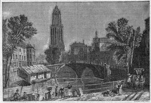 Ansicht der Stadt Utrecht in Holland, Ende des 19. Jahrhunderts. Gravur in „La gazette du dimanche“ vom 5. Dezember 1895. von French School