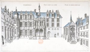 Ansicht des Hofes und der Kapelle in Chantilly von French School