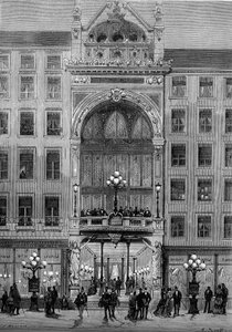 Ansicht der Fassade des Bellecour-Theaters in Lyon, erbaut von Jules Chatron (1831-1884) im Jahr 1879. Gravur in "Le Monde Illustré" Nr. 1176 vom 11. Oktober von French School