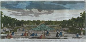 Ansicht des Gartens vor dem Grand Canal vom Latona-Brunnen, Versailles, Frankreich