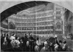 Ansicht des Saals des Kaiserlichen Theaters in Moskau, Russland