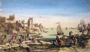 Ansicht des Hafens und der Werften der Stadt Le Havre (Seine-Maritime) von French School