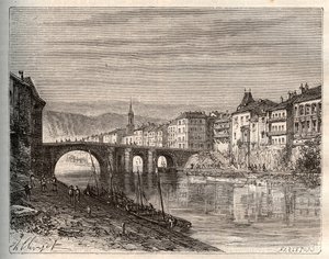 Villeneuve-sur-Lot - Département Lot-et-Garonne - Gravur in „La France illustrée: géographie, histoire, administration statistique“ von V.-A. Malt-Brown. 1884 von French School