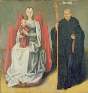 Jungfrau und Kind mit St. Benedikt, aus dem Priorat von St. Hippolytus von Vivoin von French School