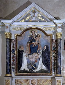 Jungfrau und Kind, Altarbild der Kirche von Pear on Life, Vendée.