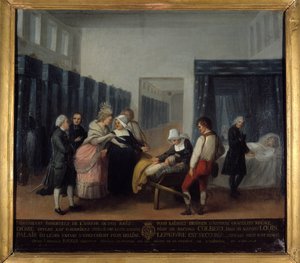 Besuch von Herrn und Frau Necker im Invaliden-Hospital - Französische Schule, Museum der öffentlichen Hilfe, Ende des 18. Jahrhunderts von French School