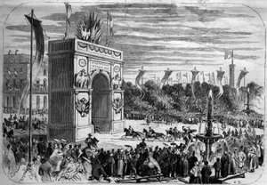 Besuch von Napoleon III. (1808-1873) und der Kaiserin Eugénie (1826-1920) in Caen (Calvados)