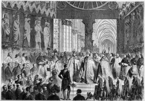 Besuch von Napoleon III. (1808-1873) und der Kaiserin Eugenie (1826-1920) in Reims