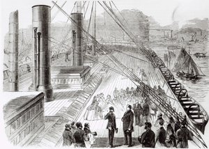 Besuch von Prinz Napoleon auf der Great Eastern in Southampton am 18. Oktober 1859, Illustration aus Le Monde Illustré, 5. November 1859 von French School