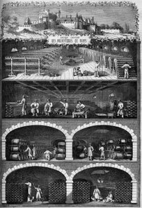 Weinbau: Blick auf die Champagnerkeller in den Kellern des alten Schlosses der Erzbischöfe von Reims, Marne
