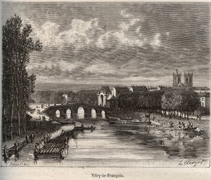 Vitry-le-Francois (Vitry le Francois) Departement der Marne - Gravur in „La France illustree: geography, history, statistical administration“ von V.A. Malt-Brown. 1884 von French School