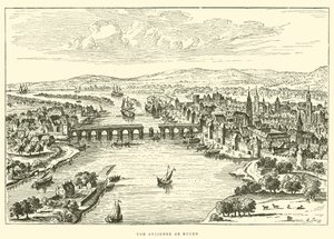 Alte Ansicht von Rouen (Gravur) von French School