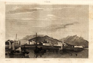 Ansicht von Ajaccio, Korsika, Gravur von 1836 von French School
