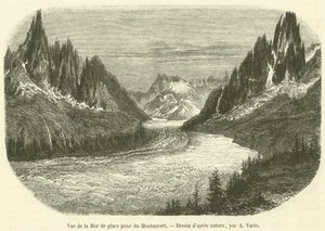 Ansicht des Mer de Glace vom Montanvert von French School