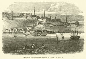 Ansicht der Stadt Quebec, Hauptstadt von Kanada, im Jahr 1720 von French School