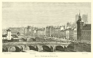 Blick auf den Quai aux Fleurs im Jahr 1855 von French School