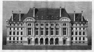 Außenansicht der neuen Gebäude der Sorbonne in Paris (Hauptfassade) von French School