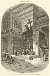 Innenansicht der Kirche Sainte-Marie, gegründet von der heiligen Helena, in Bethlehem von French School