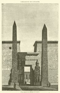 Wiederhergestellte Ansicht der Obelisken von Luxor (Gravur) von French School