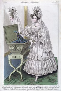 Hochzeitskleid, Modeplatte aus Costumes Parisiens, 1831 von French School