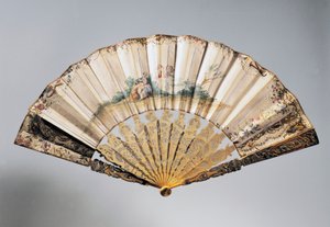 Hochzeitsfächer mit Putten und Bathseba, Louis XVI Stil