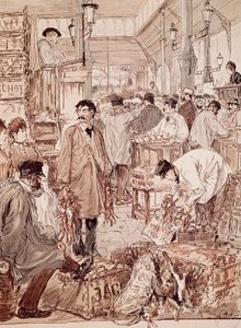 Wildauktion in Les Halles, Illustration, Paris, Frankreich von French School