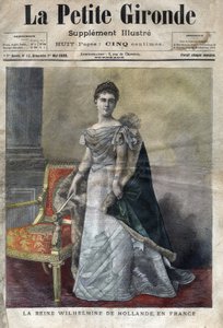 Wilhelmine von Oranien-Nassau (1880-1962), Königin der Niederlande von 1890 bis 1948, Tochter von Wilhelm III., sie dankte zugunsten ihrer Tochter Juliana ab. Titelblatt von „La petite Gironde“ vom Mai 1898 (Gravur). von French School