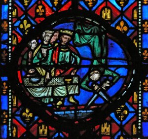 Fenster Ew-L, eine Szene aus dem Leben von Johannes dem Täufer darstellend: Salome tanzt für Herodes von French School