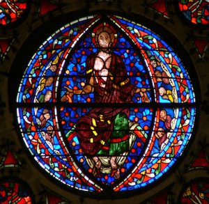 Fenster Ww mit Darstellung von Christus im Jüngsten Gericht