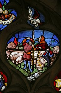 Fenster mit der Verkündigung an die Hirten (Buntglas)