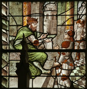 Fenster, das Diokletian bei der Anordnung der Verfolgung des Heiligen Sebastian darstellt von French School