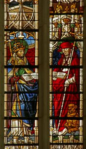 Fenster, das Saint Gregory und Saint Jerome darstellt von French School