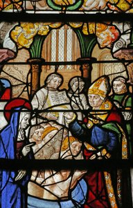 Fenster, das Maria Magdalena darstellt: der Graf von Provence und seine Frau werden getauft von French School