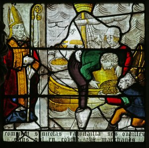 Fenster mit dem Heiligen Nikolaus und dem Wunder des Weizens von French School