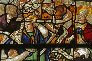 Fenster, das den Mord an Thomas Becket zeigt, 16.-17. Jahrhundert