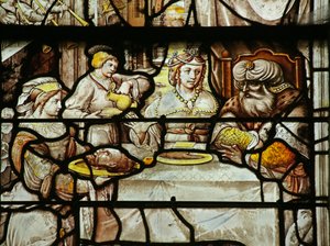 Fenster, das Salome zeigt, wie sie Herodes den Kopf des heiligen Johannes des Täufers präsentiert von French School
