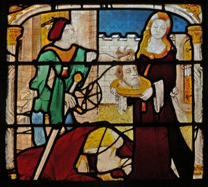 Fenster mit Salome, die den Kopf des Heiligen Johannes des Täufers erhält